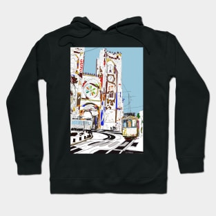 Lisbon Cathedral and streetcar, Urban Sketchers Portugal Hoodie